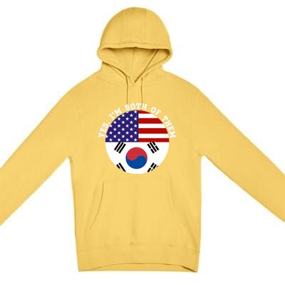 Half American Half South Korea Usa Flag Patriotic Gift Premium Pullover Hoodie