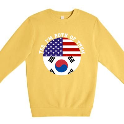 Half American Half South Korea Usa Flag Patriotic Gift Premium Crewneck Sweatshirt