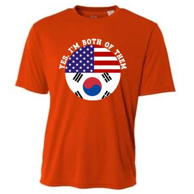 Half American Half South Korea Usa Flag Patriotic Gift Cooling Performance Crew T-Shirt