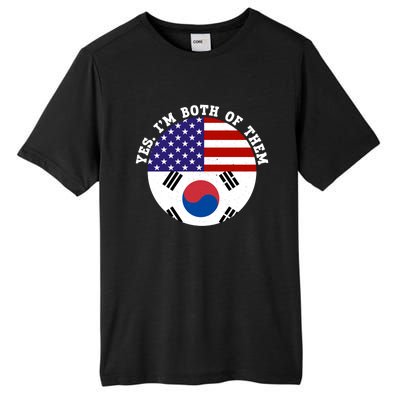 Half American Half South Korea Usa Flag Patriotic Gift Tall Fusion ChromaSoft Performance T-Shirt