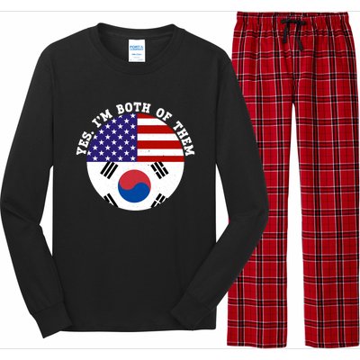 Half American Half South Korea Usa Flag Patriotic Gift Long Sleeve Pajama Set