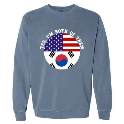 Half American Half South Korea Usa Flag Patriotic Gift Garment-Dyed Sweatshirt