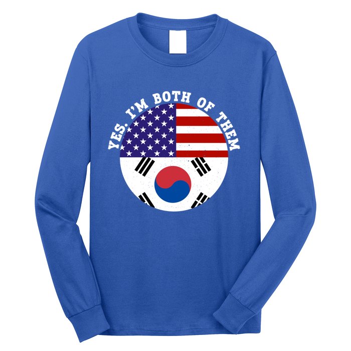 Half American Half South Korea Usa Flag Patriotic Gift Long Sleeve Shirt