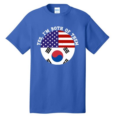 Half American Half South Korea Usa Flag Patriotic Gift Tall T-Shirt