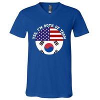 Half American Half South Korea Usa Flag Patriotic Gift V-Neck T-Shirt