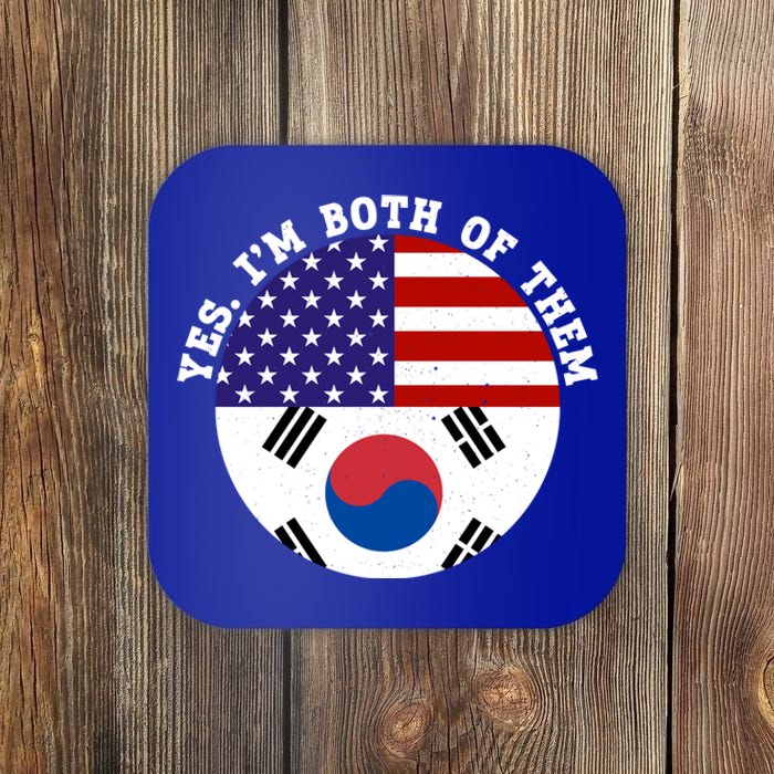 Half American Half South Korea Usa Flag Patriotic Gift Coaster