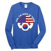 Half American Half South Korea Usa Flag Patriotic Gift Tall Long Sleeve T-Shirt