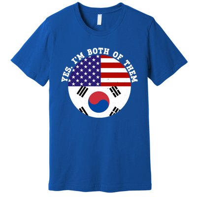 Half American Half South Korea Usa Flag Patriotic Gift Premium T-Shirt