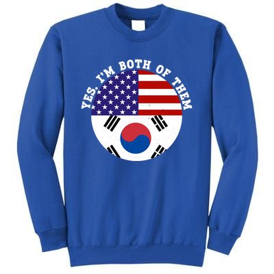 Half American Half South Korea Usa Flag Patriotic Gift Tall Sweatshirt