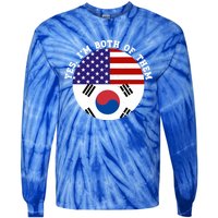 Half American Half South Korea Usa Flag Patriotic Gift Tie-Dye Long Sleeve Shirt