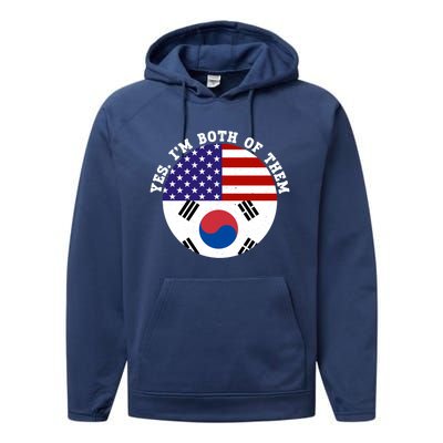 Half American Half South Korea Usa Flag Patriotic Gift Performance Fleece Hoodie