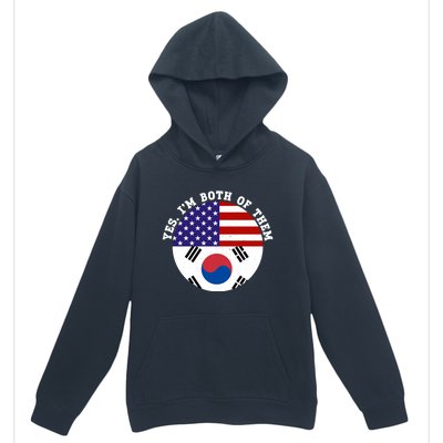 Half American Half South Korea Usa Flag Patriotic Gift Urban Pullover Hoodie