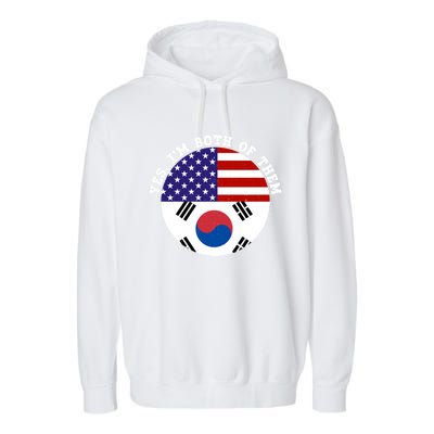 Half American Half South Korea Usa Flag Patriotic Gift Garment-Dyed Fleece Hoodie