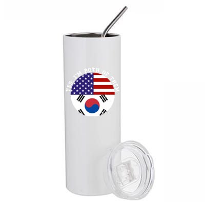 Half American Half South Korea Usa Flag Patriotic Gift Stainless Steel Tumbler