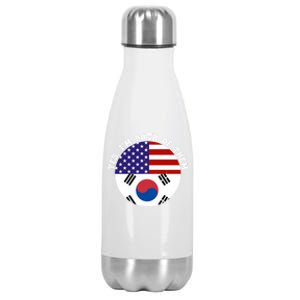 Half American Half South Korea Usa Flag Patriotic Gift Stainless Steel Insulated Water Bottle