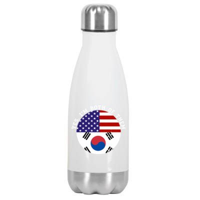 Half American Half South Korea Usa Flag Patriotic Gift Stainless Steel Insulated Water Bottle