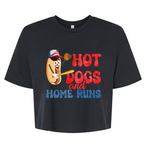 Hotdogs and Homeruns Hotdog Baseball Touchdown Bella+Canvas Jersey Crop Tee