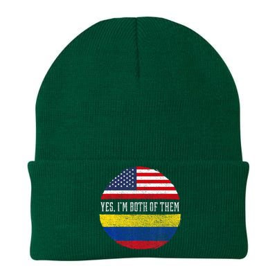 Half American Half Colombian USA Flag Colombia Heritage DNA Knit Cap Winter Beanie