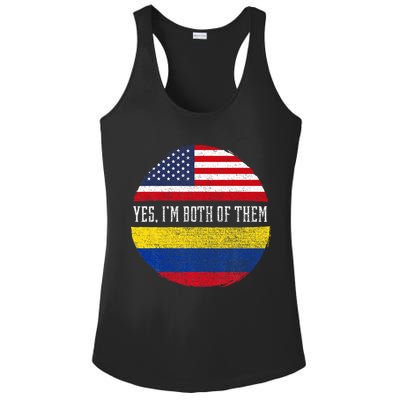 Half American Half Colombian USA Flag Colombia Heritage DNA Ladies PosiCharge Competitor Racerback Tank