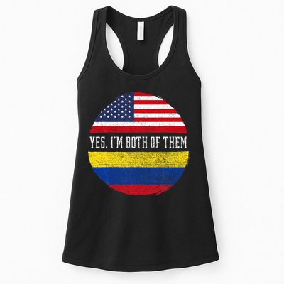 Half American Half Colombian USA Flag Colombia Heritage DNA Womens Tank Top