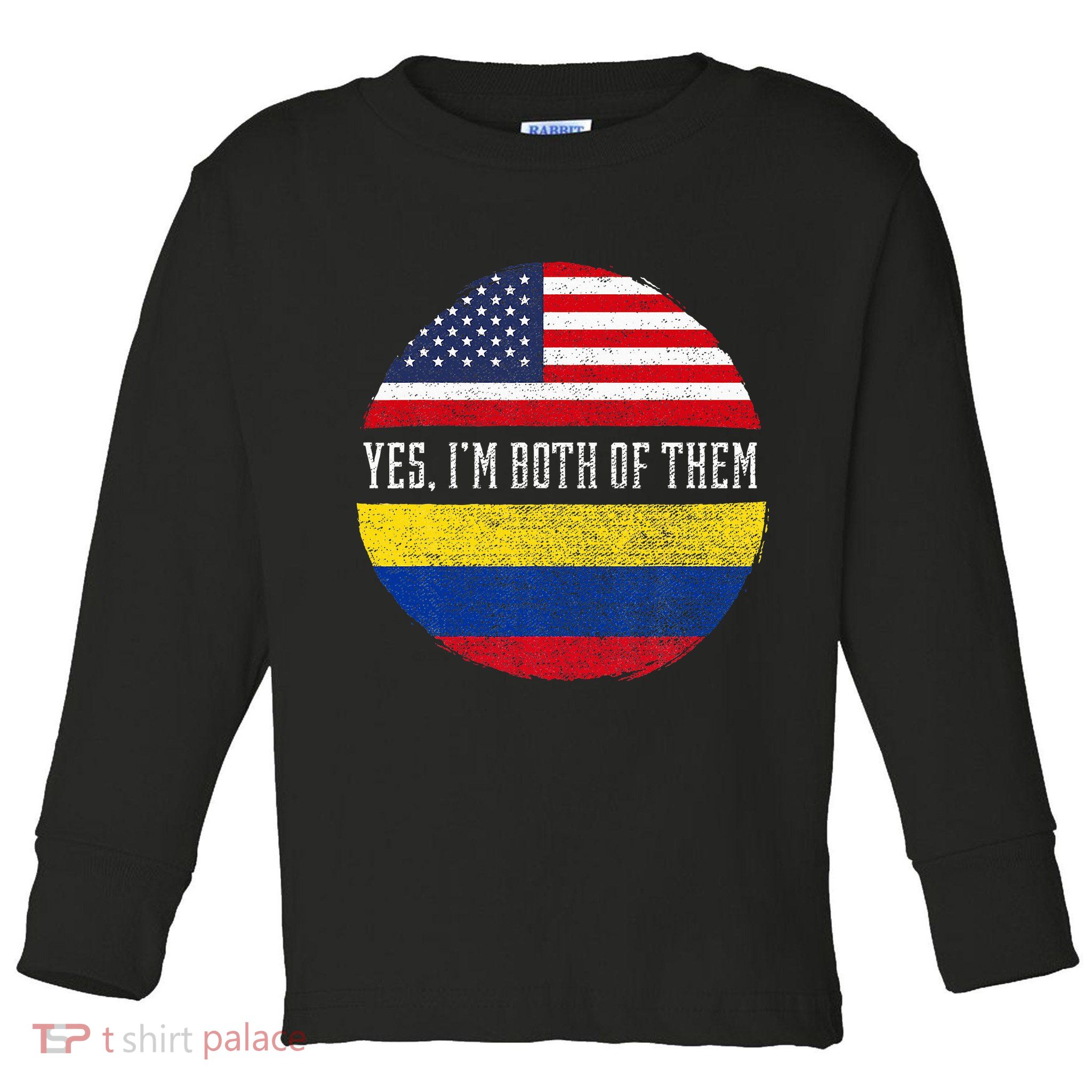 Half American Half Colombian USA Flag Colombia Heritage DNA Toddler Long Sleeve Shirt