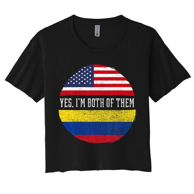 Half American Half Colombian USA Flag Colombia Heritage DNA Crop Top