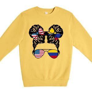 Half American Half Colombian Usa Colombian Flag Patriot Gift Premium Crewneck Sweatshirt