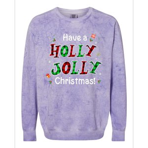 Have A Holly And Jolly Merry Christmas 2021 Holiday Pajama Colorblast Crewneck Sweatshirt