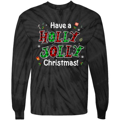 Have A Holly And Jolly Merry Christmas 2021 Holiday Pajama Tie-Dye Long Sleeve Shirt