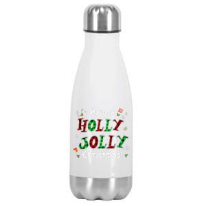 Have A Holly And Jolly Merry Christmas 2021 Holiday Pajama Stainless Steel Insulated Water Bottle