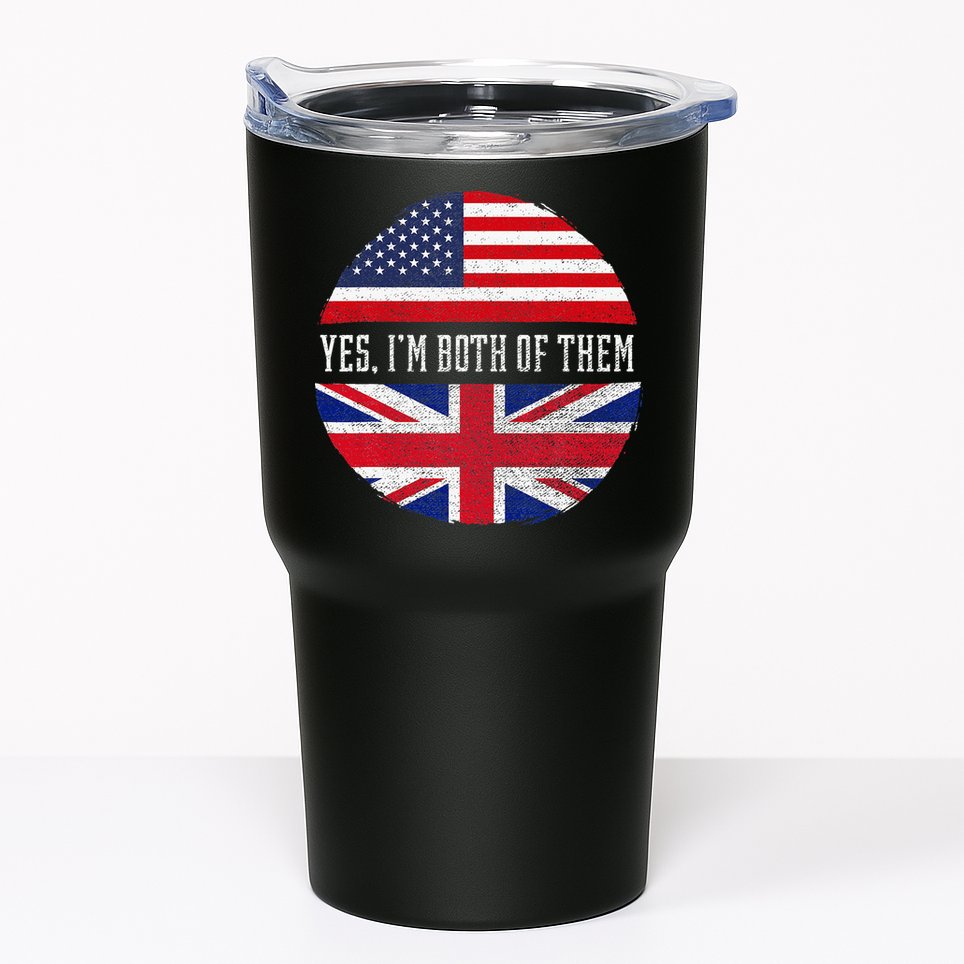 Half American Half British Usa Flag United Kingdom Heritage Tumbler