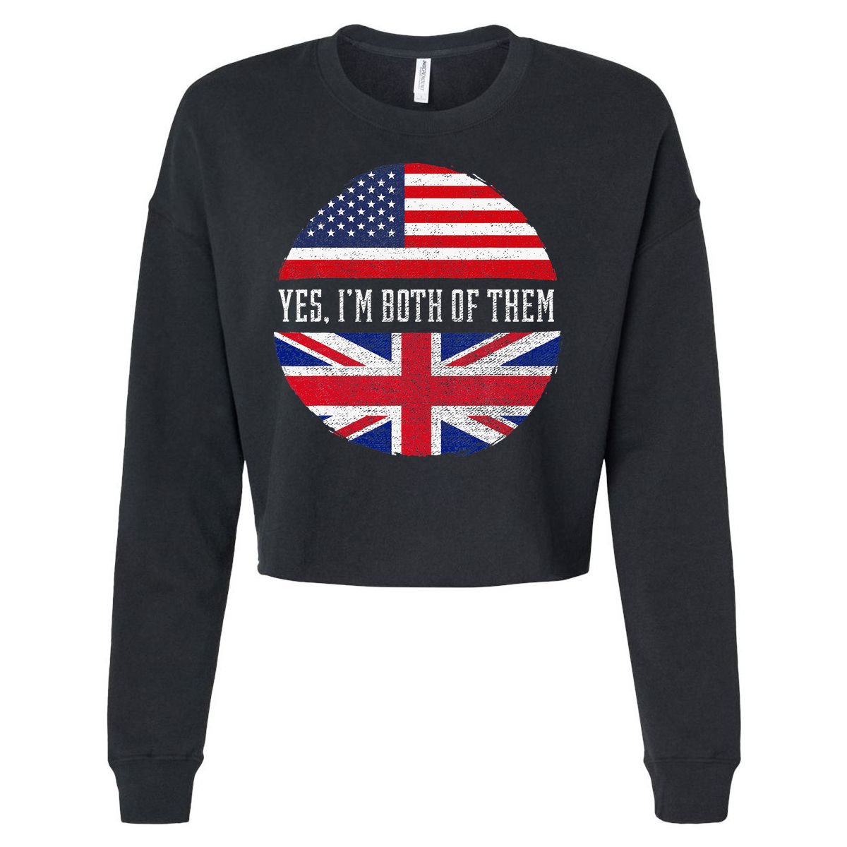 Half American Half British Usa Flag United Kingdom Heritage Cropped Pullover Crew