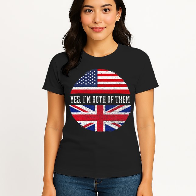 Half American Half British Usa Flag United Kingdom Heritage Womens T-Shirt