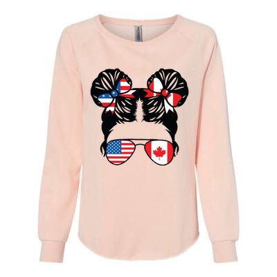 Half American Half Canadian Girl USA Canada Flag Patriot Womens California Wash Sweatshirt