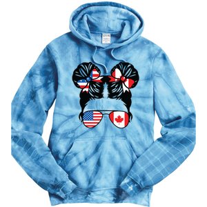 Half American Half Canadian Girl USA Canada Flag Patriot Tie Dye Hoodie