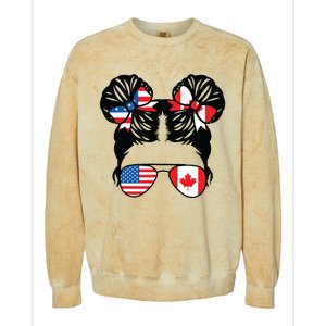 Half American Half Canadian Girl USA Canada Flag Patriot Colorblast Crewneck Sweatshirt