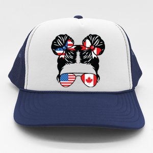 Half American Half Canadian Girl USA Canada Flag Patriot Trucker Hat