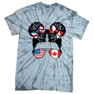 Half American Half Canadian Girl USA Canada Flag Patriot Tie-Dye T-Shirt