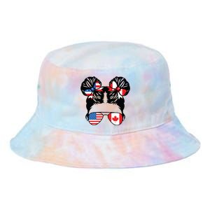 Half American Half Canadian Girl USA Canada Flag Patriot Tie Dye Newport Bucket Hat