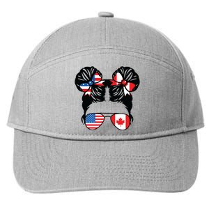 Half American Half Canadian Girl USA Canada Flag Patriot 7-Panel Snapback Hat