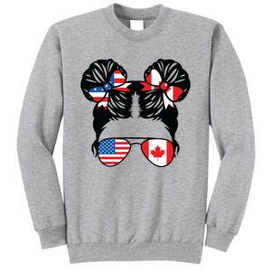 Half American Half Canadian Girl USA Canada Flag Patriot Tall Sweatshirt