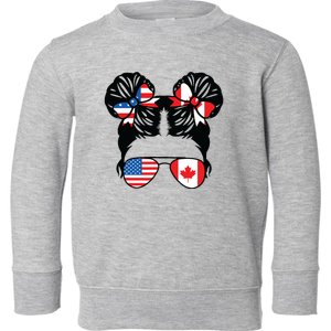 Half American Half Canadian Girl USA Canada Flag Patriot Toddler Sweatshirt