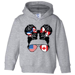 Half American Half Canadian Girl USA Canada Flag Patriot Toddler Hoodie