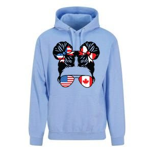 Half American Half Canadian Girl USA Canada Flag Patriot Unisex Surf Hoodie