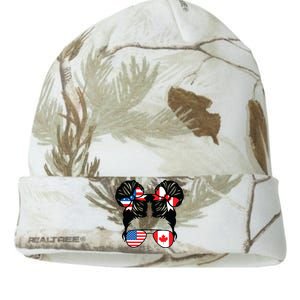 Half American Half Canadian Girl USA Canada Flag Patriot Kati Licensed 12" Camo Beanie