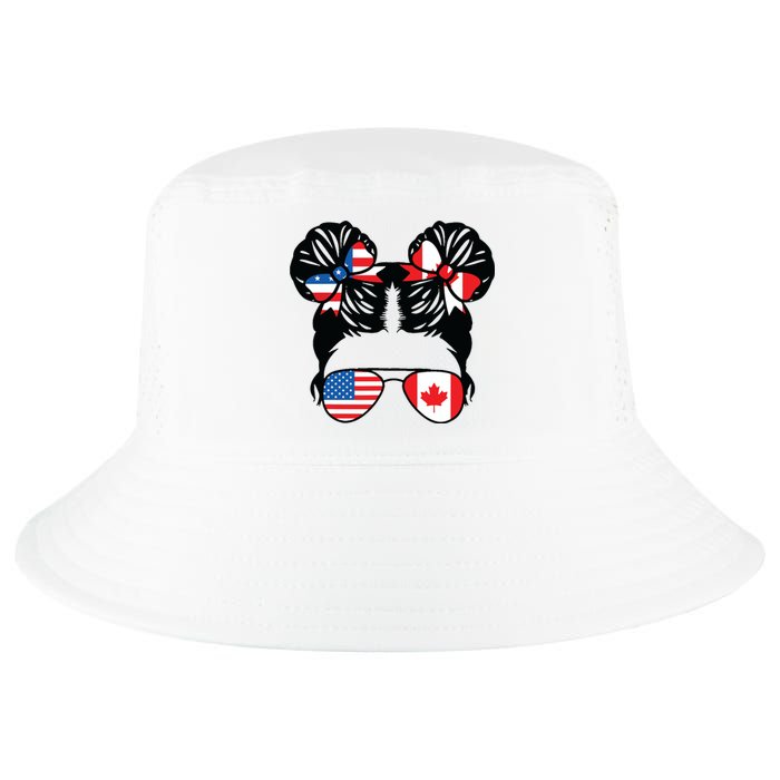 Half American Half Canadian Girl USA Canada Flag Patriot Cool Comfort Performance Bucket Hat