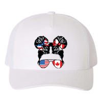 Half American Half Canadian Girl USA Canada Flag Patriot Yupoong Adult 5-Panel Trucker Hat