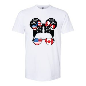 Half American Half Canadian Girl USA Canada Flag Patriot Softstyle CVC T-Shirt