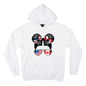 Half American Half Canadian Girl USA Canada Flag Patriot Hoodie