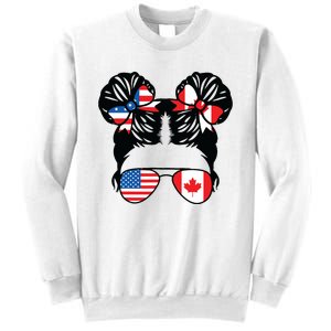 Half American Half Canadian Girl USA Canada Flag Patriot Sweatshirt